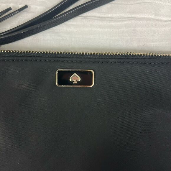 kate spade Black Gold Double Compartment Zip Nylon Clutch